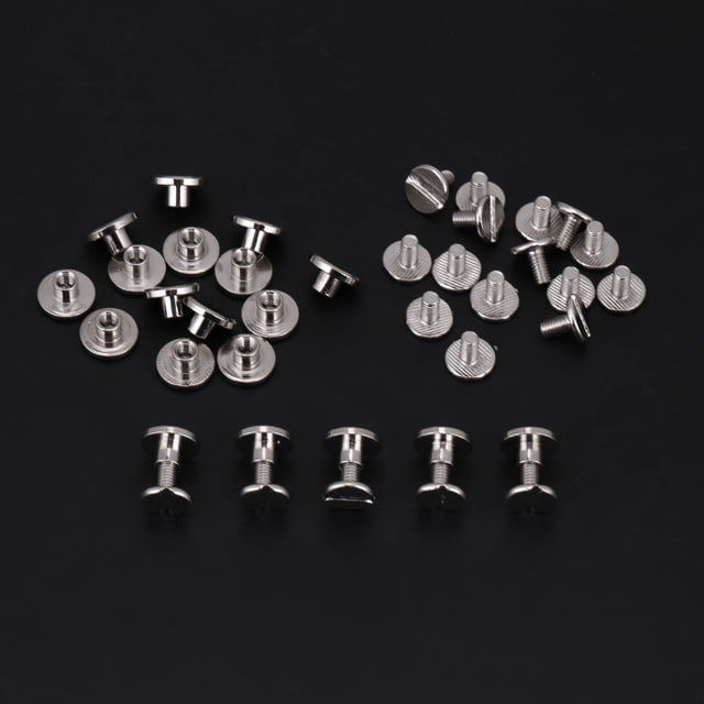 Greensen 20Pcs/set Durable Brass Threaded Flat Head Nut Nail Rivets Screws Leather Craft Repair Supplies, Leather Belt Repair Rivets, Flat Rivet Screws