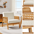 thumbnail image 4 of Renwick Fabric Upholstered Accent Chair with Rattan Sides,Ivory, 4 of 10