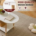 thumbnail image 2 of Oval Coffee Table White, Small Wooden Coffee Table for Small Space, Splicing Design 35 * 16 * 17in, 2 Tier Center Table for Living Room White, 2 of 12