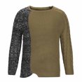 thumbnail image 4 of IROINNID Men's Sweater Round Neck Long Sleeve Jumper Mid-Length Color Block Leisure Pullover Autumn Winter Patchwork Color Low Sweater, 4 of 6