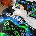 thumbnail image 4 of Castle Fairy Teens Boys Girls Blue Green Gamepads 7-Piece Twin Bedding Sets,Video Game Bedding Comforter Set,Abstract Lightning Breathable Sheet Sets,Microfiber Bedroom Decor, 4 of 8