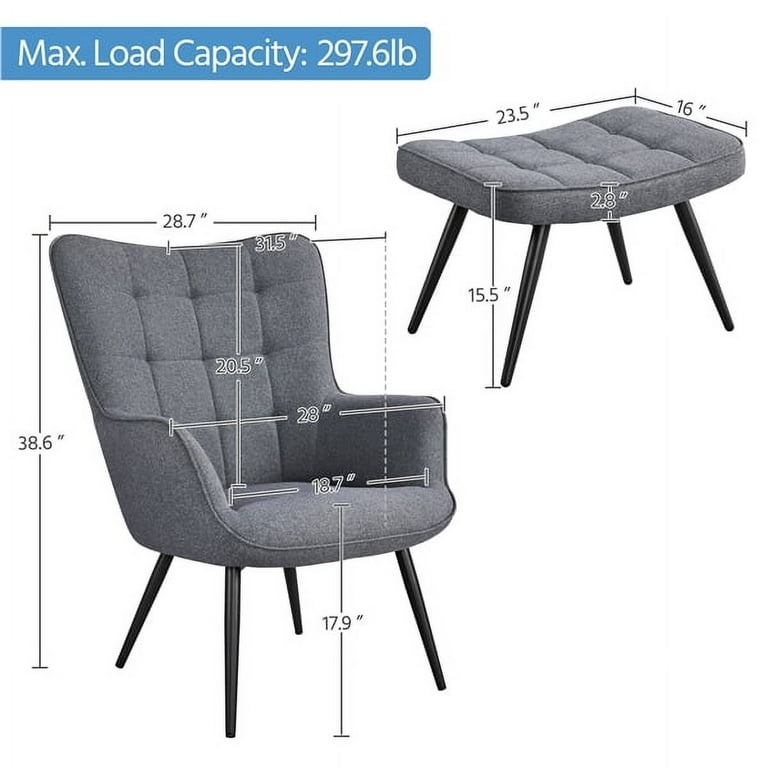 Topeakmart modern accent chair and ottoman set upholstered chair with ottoman for bedroom living room home office cheap small spaces