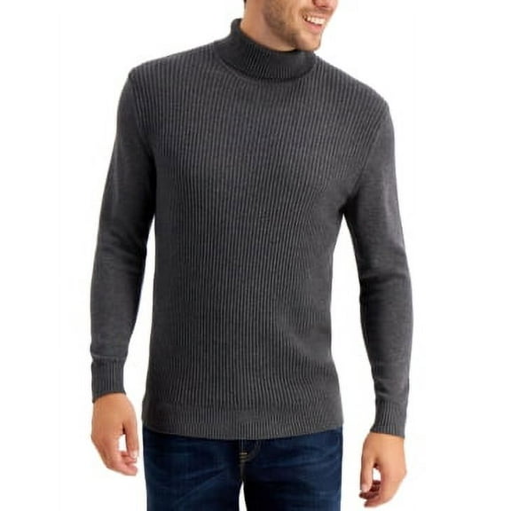 Club Room Mens Regular fit Turtleneck Sweater Medium Grey Solid