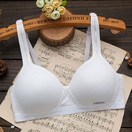Pavied Minimizer Bras Feelingirl Bra Wireless Bras Korean Version Of Simple Pure Cotton Development Thin Without Steel Ring Gathered Shaping Bra Seamless Bras Womens Bras White 34