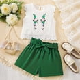 thumbnail image 5 of Girls Beach Outfits Print Sleeveless Crop Top and Casual Shorts Two Piece Summer Outfit 10-11 Years, 5 of 8