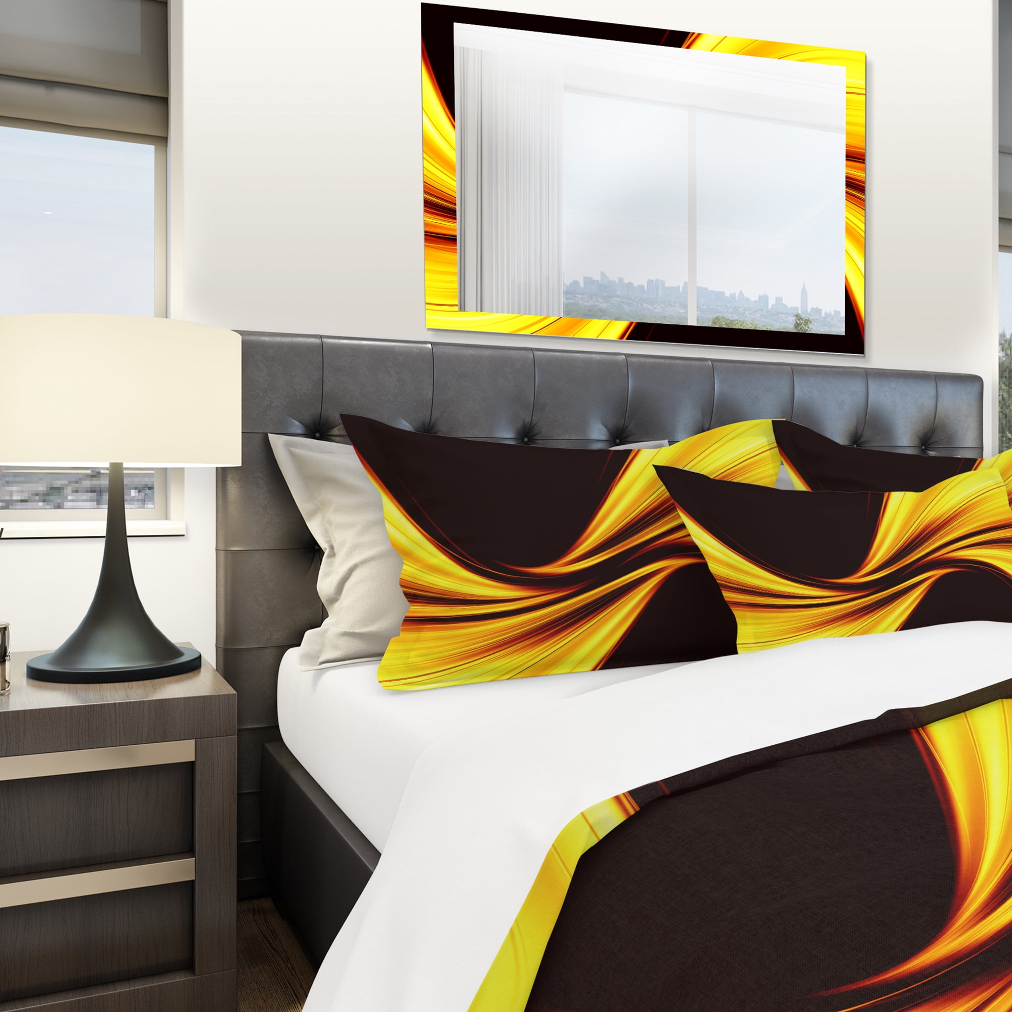 Designart 'Mellow Yellow Harmony Abstract' Modern & Contemporary Duvet Cover Set