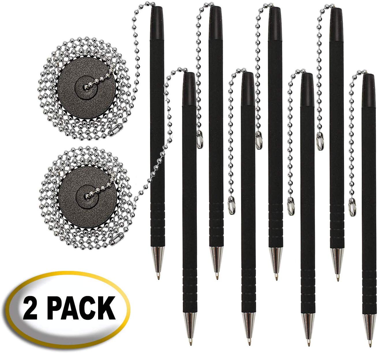 SecureAPen with Adhesive, 26" Ball Chain, 2 Pack of 4 Pens (8 Pens
