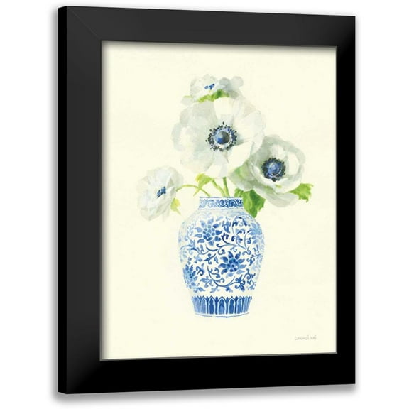 Nai, Danhui 12x14 Black Modern Framed Museum Art Print Titled - Floral Chinoiserie II