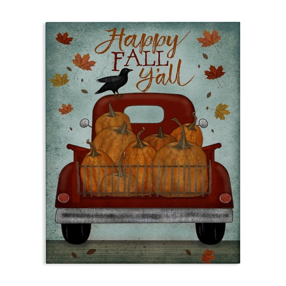Stupell Industries Farmhouse Autumn Harvest Red Truck Canvas Art, 16 x 20, by Beth Albert