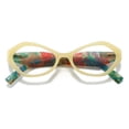 thumbnail image 4 of Women Small Egg Designer Reading Glasses 4.00 Yellow Spring Hinges Blue Light Blocking Readers +4.0, 4 of 5