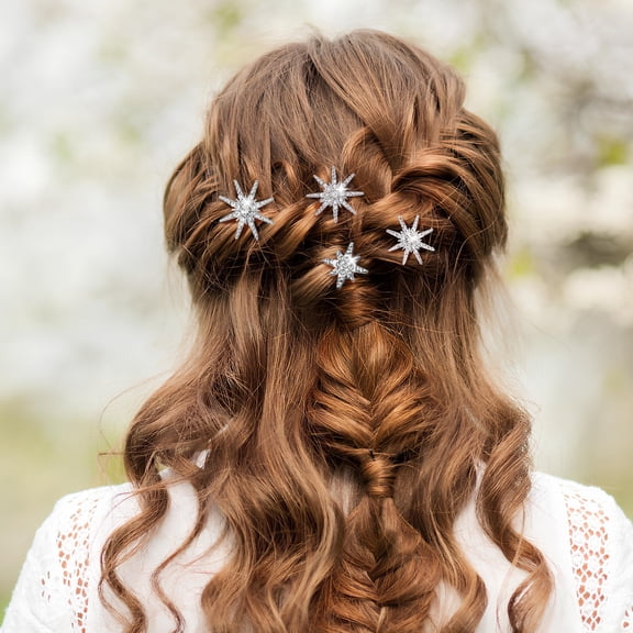 AURARMLET 8pcs Star-Shaped Rhinestone Hair Pins and Clips Set, Sparkling Hair Accessories for Prom, Weddings, and Special Events