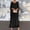 Black, variant on Women's 3/4 Sleeve Round Neck Layered Summer Large Size Maxi Dresses Sleeve Button Down Abaya Casual Dress Dubai Outfits Suit for Women Long Sleeve Maxi Dress Nation of Islam Shirt Two Piece Long Prom