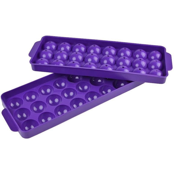 Hutzler 24 Ice Ball Tray, 1-inch Round Ice Sphere Mold with Lid, Purple