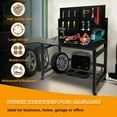 thumbnail image 6 of Heavy Duty Wall-Mounted Workbench, Steel Foldable Tool Storage Workbench with Pegboard & Wheels, 5 Hanging Accessories, 120 Lbs Load Capacity Work Table for Garage Warehouse Workshop, Black, 6 of 8