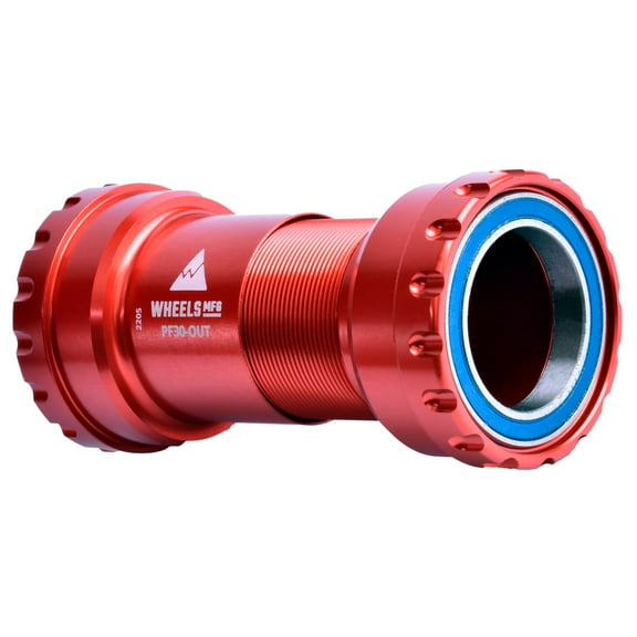 Wheels Manufacturing PF30 Outboard Bottom Bracket - For 30mm Spindle, ABEC-3 Bearings, PressFit Thread Together, Red