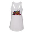 thumbnail image 2 of Wild Bobby, Colorful Rainbow Cat Animal Lover Ladies Racerback Tank Top, White, Medium, 2 of 3