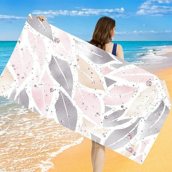 Aueoeo Beach Towel Oversized,Super Absorbent Sand Free Thick Microfiber Beach Towel, Cute Beach Towels 27.56x55.12inch, for Kids, Men, Women, Girls, Boys