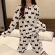 thumbnail image 4 of Conjunto de pijamas de franela cálida para mujer, ropa de dormir de manga larga de terciopelo Coral grueso con dibujos animados, otoño e invierno, 2022, 4 of 4