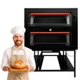 thumbnail image 1 of Bluelander Horno Industrial Panadería, 150 * 90 * 70 cm, Incluye 4 Charolas (65 * 45 cm), 3 Quemadores, Tipo Flauta, Horno para Pan de Gas LP, Vidrio Templado, Temperatura Máxima 300°C (Negro), 1 of 5