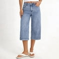 thumbnail image 2 of CHEEREAM Capri Jeans for Womens Wide Leg Trendy High Waisted Denim Pants Baggy Stretchy Summer Casual Bottoms, 2 of 8