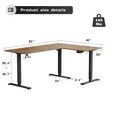 thumbnail image 6 of Furmax L-shaped Standing 63" W Electric Height Adjustable Computer Desk Sit-Stand Corner Desk for Home Office Lifting Range 28~46in with Memory Preset Controller, Brown, 6 of 7