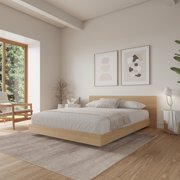 Nexera Satori Low Platform Full Size Bed with Headboard, Natural Blonde Oak