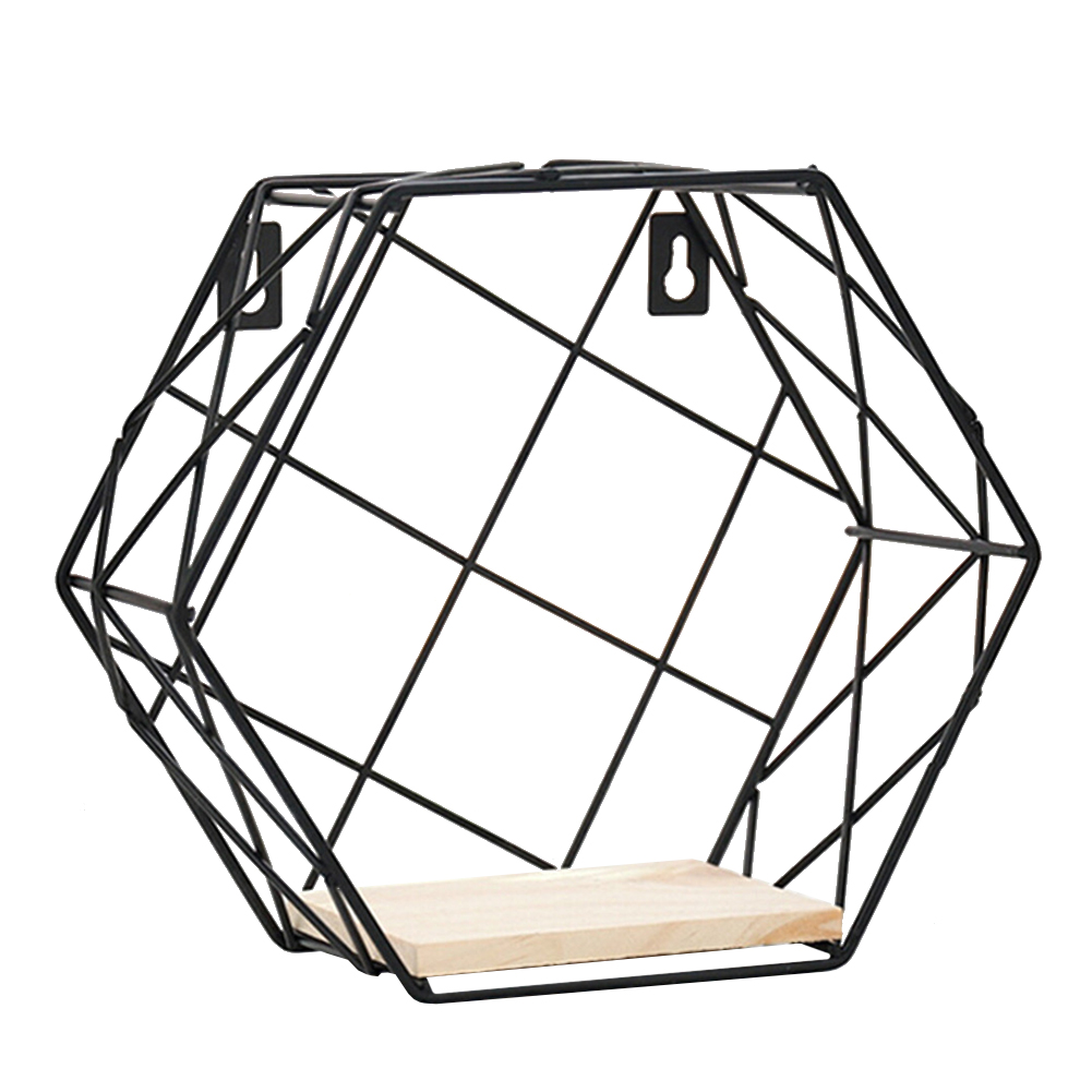 Famure Storage standIron Hexagonal Grid Wall Storage Shelf Combination Hanging Living Room