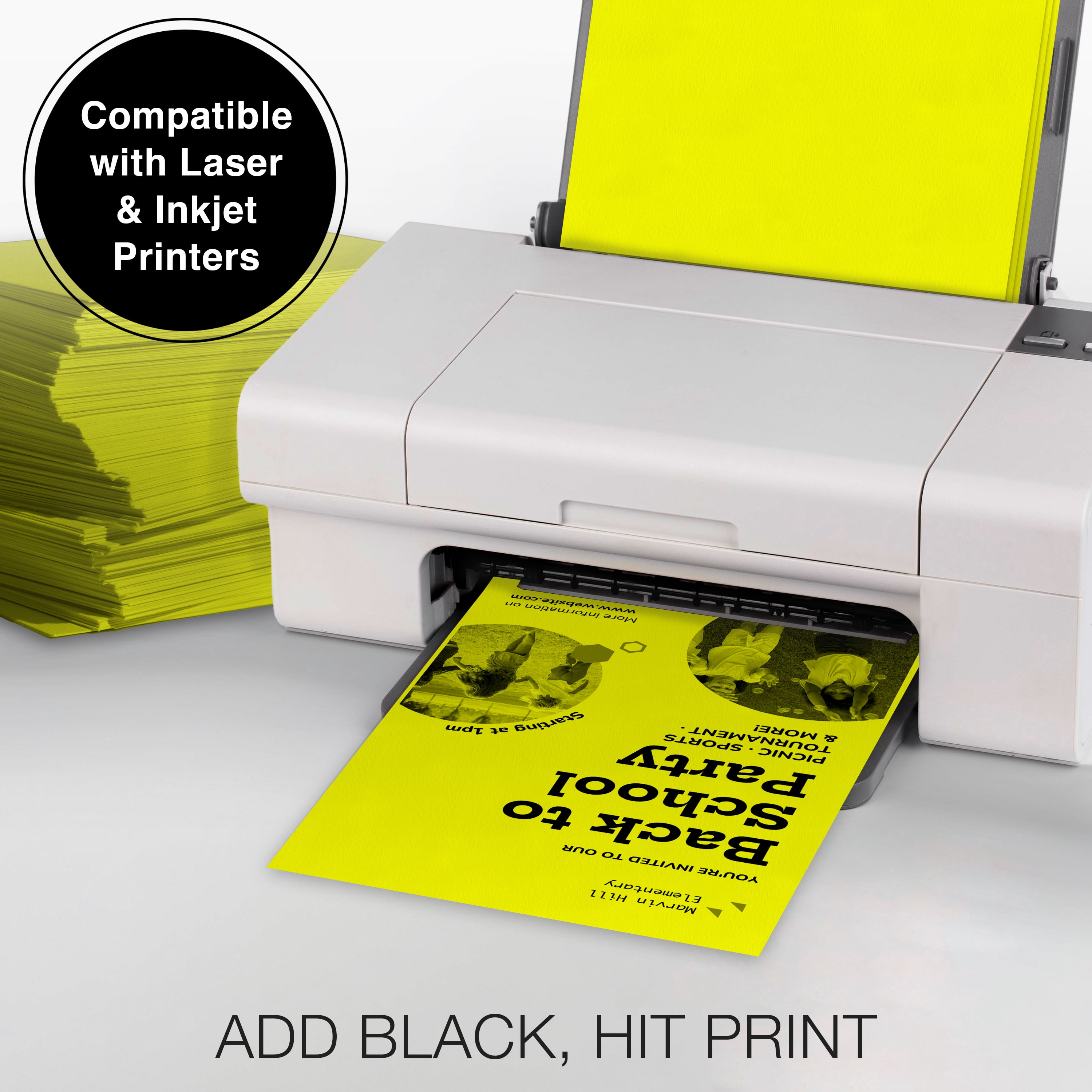 PrintWorks Premium Bright Lemon Yellow Colored Paper 8.5" x 11" - 24 lb/89 gsm - 2500 Sheets - Made in the USA - FSC® Certified - Acid-Free & Fade-Resistant - Printer Compatible (00101)