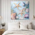 thumbnail image 4 of Coastal Beach Wall Art Painting on Canvas, Summer Starfish Nautical Shell Ocean Canvas Art Home Prints Wall Art Framed Modern Artwork for Living Room Bedroom Wall Decor 8x8in, 4 of 9
