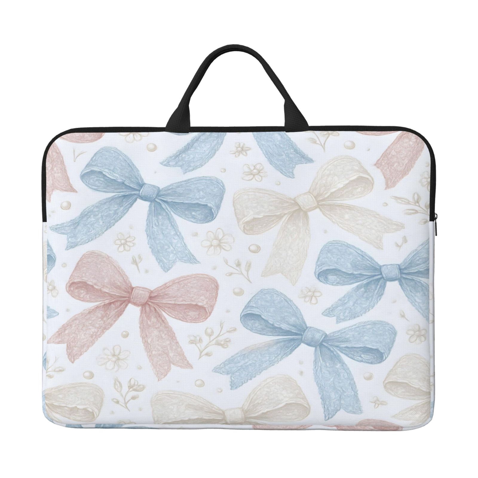 Laptop Sleeve Bag For Women Men 14inch Waterproof Durable Protective Computer Carrying Cover Handle Laptop Case Bag Romantic Vintage Lace Ribbon Bow Pattern