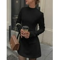 thumbnail image 3 of PRETTYGARDEN Women's Long Sleeve Mini Dress Fall Bodycon Mock Neck Elegant Short Cocktail Holiday Party Dresses, 3 of 10