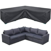 STARTWO Patio V Shaped Sectional Sofa Cover, Outdoor Sectional Cover L-Shaped Patio Furniture Covers, Water Resistant Patio Sectional Cover Gray