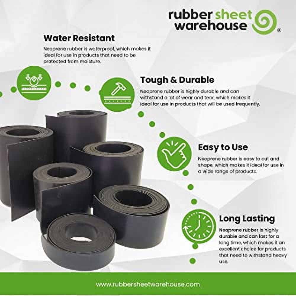 All About Rubber Neoprene Sheet 3/32" Thick X 36" X 36" - 60 Duro Shore A, Black