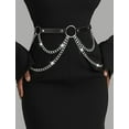 thumbnail image 5 of HonorHut Punk Belts for Women Gothic Style Chain Rivet Two Layers Waist Strap Decorative Leather Punk Pants Clothes Accessory Black, 5 of 8
