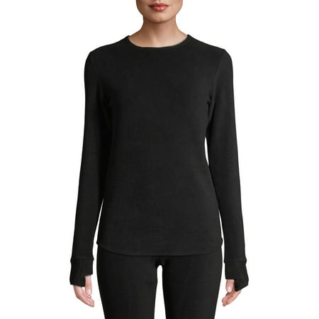 ClimateRight by Cuddl Duds Stretch Fleece Women's Long Sleeve Crew Neck Base Layer Top, Sizes XS to 4X