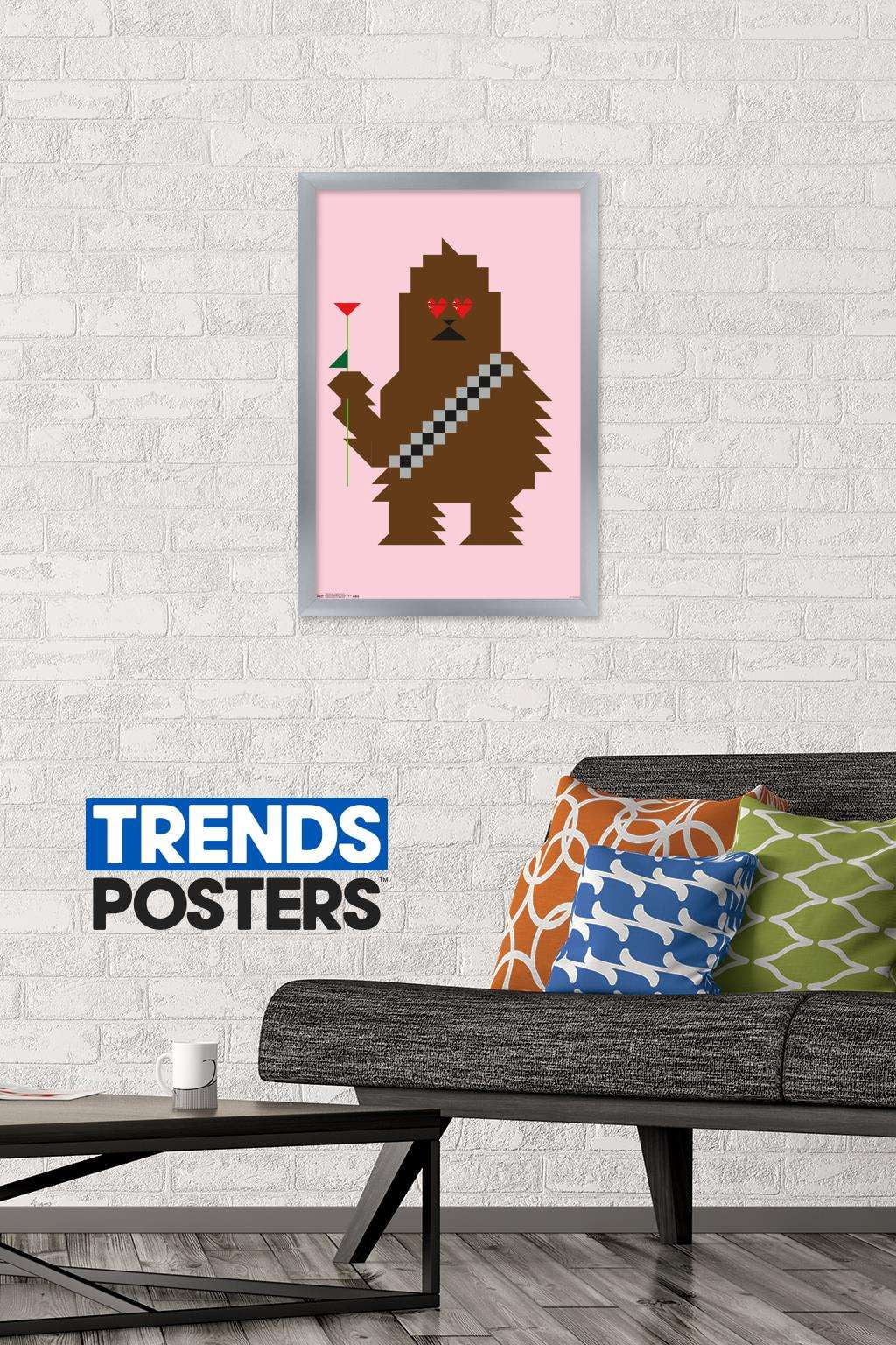 Star Wars: Saga - Chewbacca Hearts Wall Poster, 14.725" x 22.375", Framed