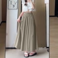 thumbnail image 4 of Women's Culottes Skirt Pants Textured Elastic High Waist A Line Flowy Maxi Skorts with Pockets Lightweight Casual Beach Wide Leg Trousers Brown, 4 of 5