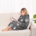thumbnail image 4 of Grey Dog Paw Footprint Blanket Hoodies for Kids 6-13YR Oversize Wearable Blanket Hoodies for Boys Girls Teens, 4 of 7