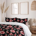 thumbnail image 2 of Ambesonne Poppy Artwork Down Alternative Quilt Comforter, Flowers Aquarelle Art, Queen, Dark Coral Reseda Green, 2 of 5