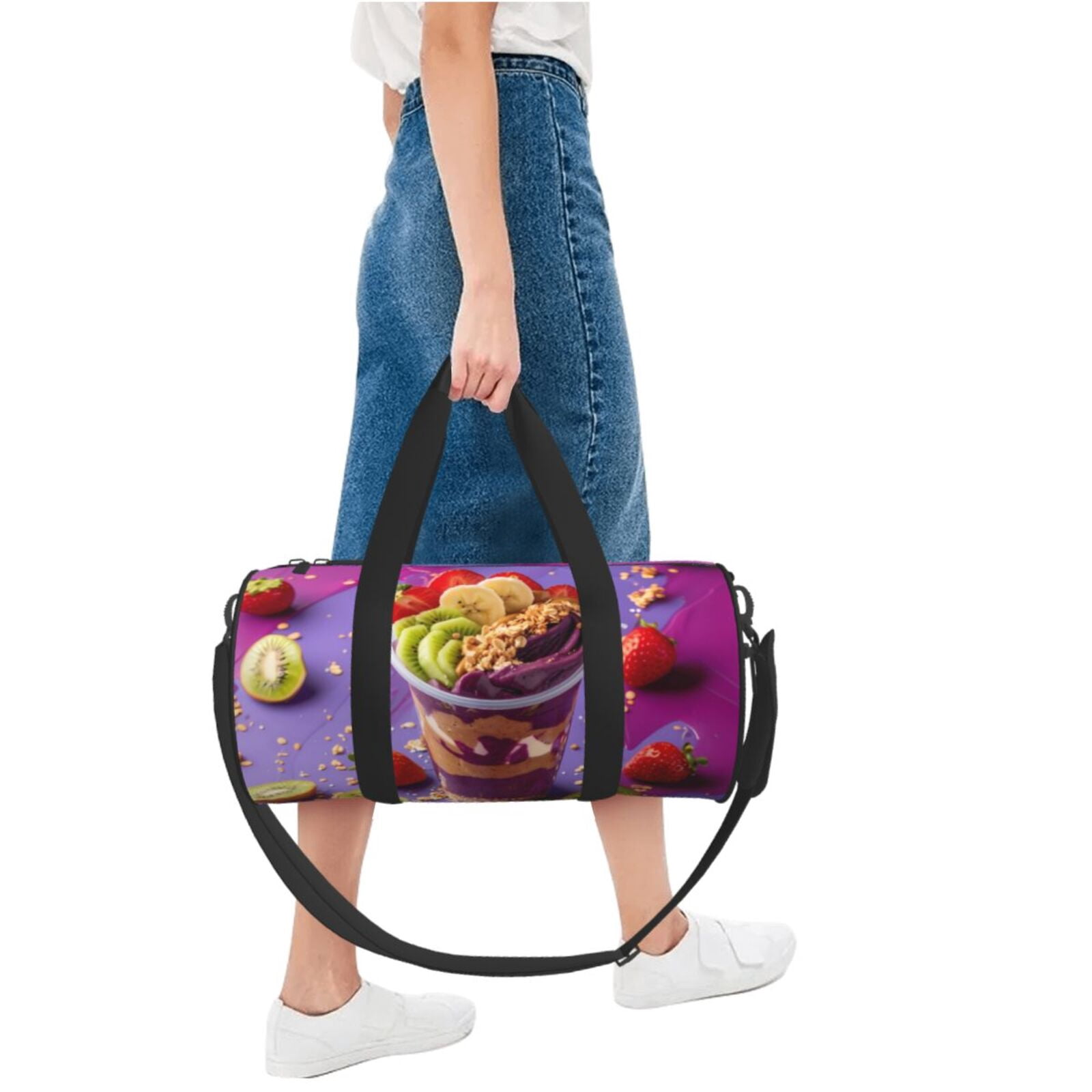 Vsdgher Fruit Parfait Colorful 45L Foldable Duffel Bag, Sports Gym Bag,Overnight Bag, Portable Weekender Bag for Airplanes