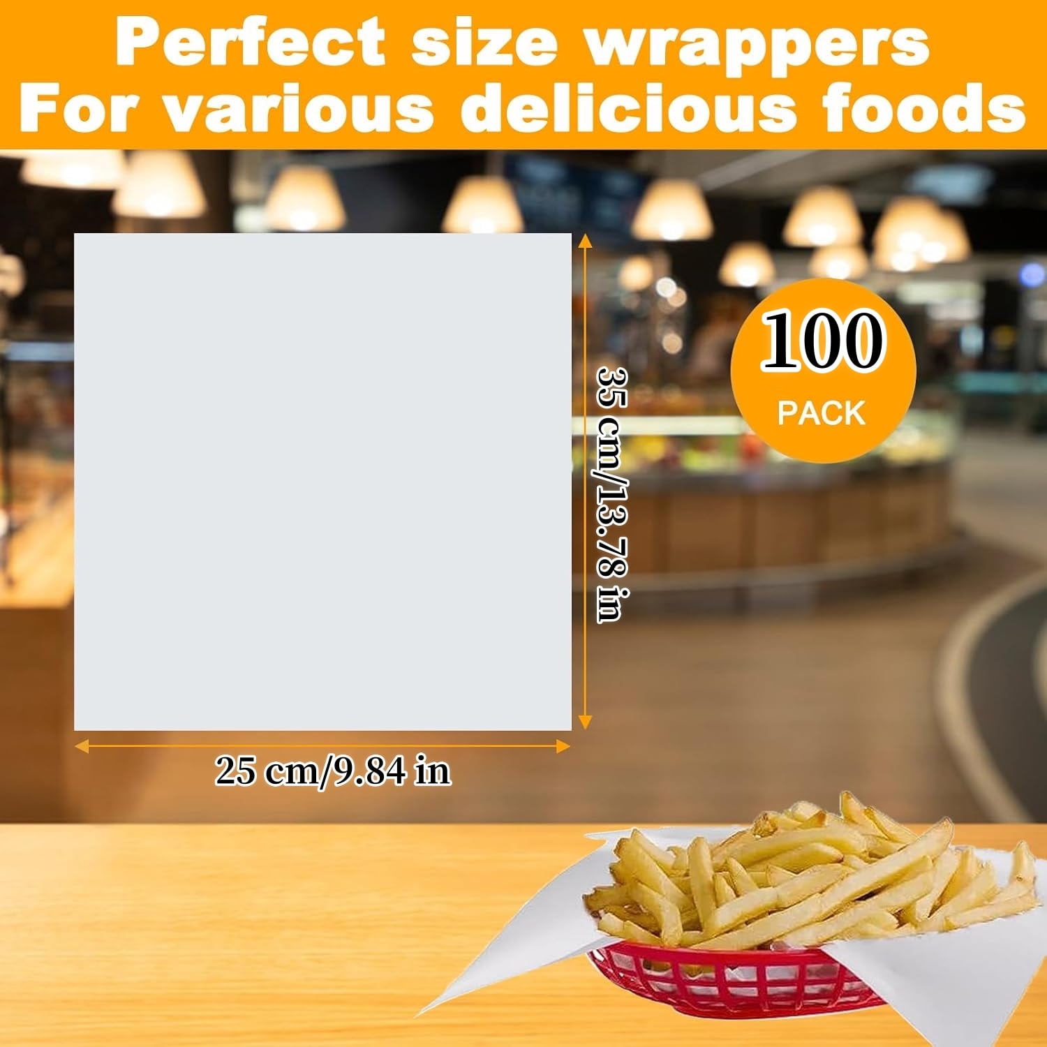 100 Pcs Deli Paper Sheets Parchment Paper Pre-Cut Baking Parchment Non-Stick Cookie Baking Paper Disposable Paper Sheets for Food Grease Resistant Sandwich Wrapping Paper,25x35cm,White,Topboutique