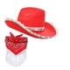 thumbnail image 1 of Sombrero vaquero con lentejuelas negras y rosas, sombrero occidental de ala grande, sombrero de fiesta, sombrero de lentejuelas con estrella de cinco puntas no tejido, conjunto de 2 piezas, 1 of 5