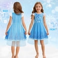 thumbnail image 2 of Benylion Princess Dress With Cape for Girls Blue Christmas Birthday Party Cosplay Costume Toddler Ruffle Sleeve Fancy Outfit Gift for 5-6 Years, 2 of 6