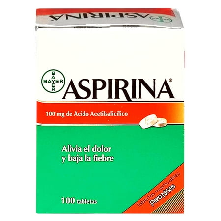 Bayer Aspirine Kids 100 Tabs - Aspirina para Ninos (Pack of 18)