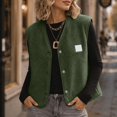thumbnail image 4 of Vixolx Womens Cropped Sherpa Vest V Neck Button Down Sleeveless Fuzzy Fleece Jacket with Side Pockets Casual Loose Warm Fall Outerwear, 4 of 8