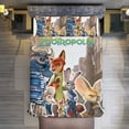 thumbnail image 1 of Ensemble de Literie Confortable 3 Pcs Zootopia Housse de Couette Lit Simple avec 2 Taies d'Oreiller 90"x90 Pouces, 1 of 7