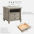 thumbnail image 4 of OKD Farmhouse Nightstand, 3 Drawer Wood Side Table with Charging Station for Bedroom, Living Room, Light Rustic Oak, 4 of 8
