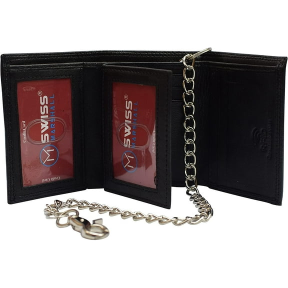 Swiss Marshall Men's RFID Blocking Premium Leather Classic Trifold Wallet