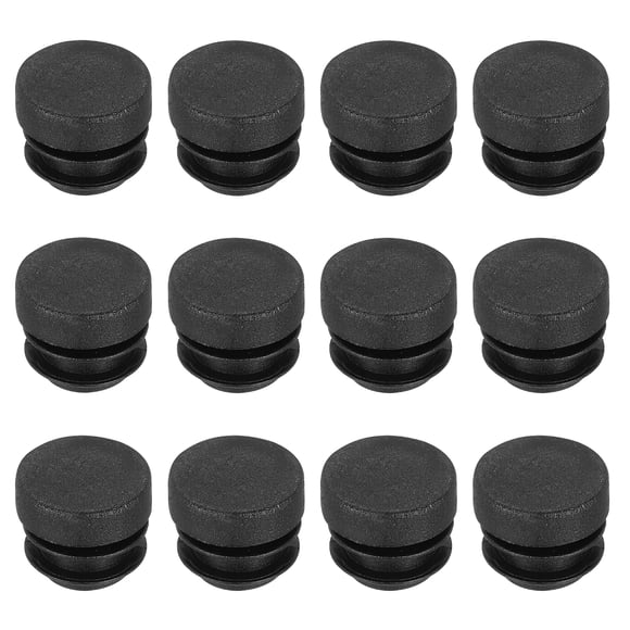 Uxcell 50 PCS 3/4"(19mm) Round Plastic Hole Plugs, Black Plastic Pipe Tubing End Caps for Furniture, Pipe Tubing, Table, Chair