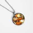 thumbnail image 4 of Thanksgiving Pumpkin Women's Glass Circular Pendant Necklace, 4 of 5